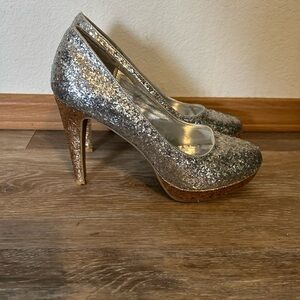Rampage Sparkly Glitter Silver & Gold
Platform Stiletto Heels Size 10